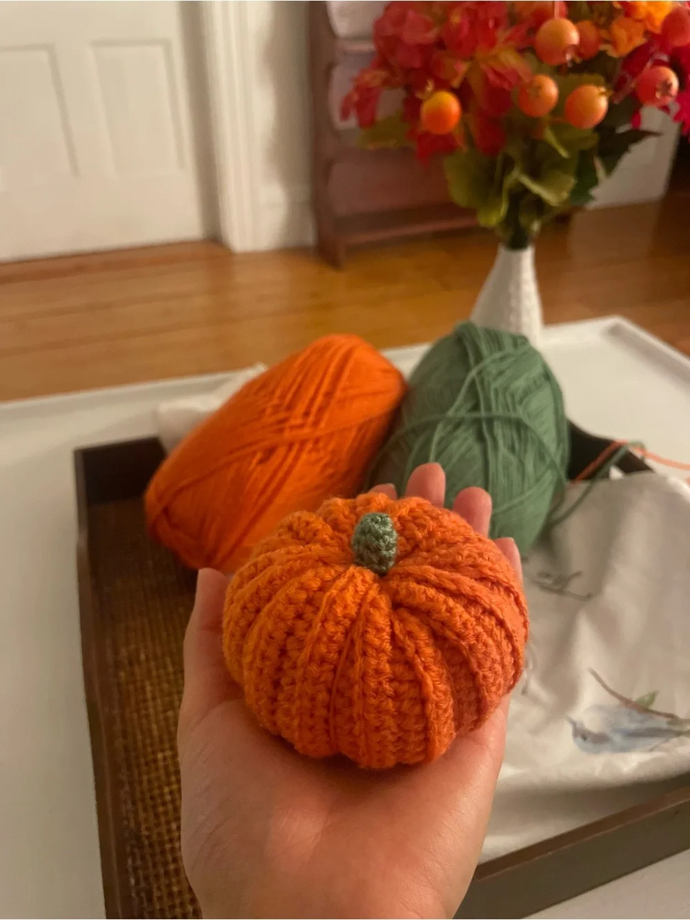 Handmade crochet pumpkin